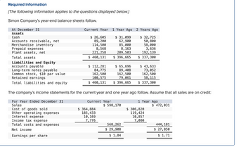 Answered: 1-a) Compute Days' Sales Uncollected.… | Bartleby