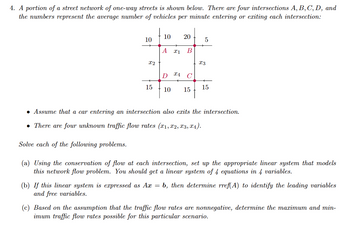 Answered: 4. A Portion Of A Street Network Of… | Bartleby