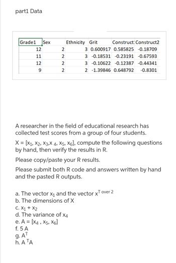 Answered Grade1 Sex 12 11 12 9 ~~~~ 2 2 2 2… Bartleby