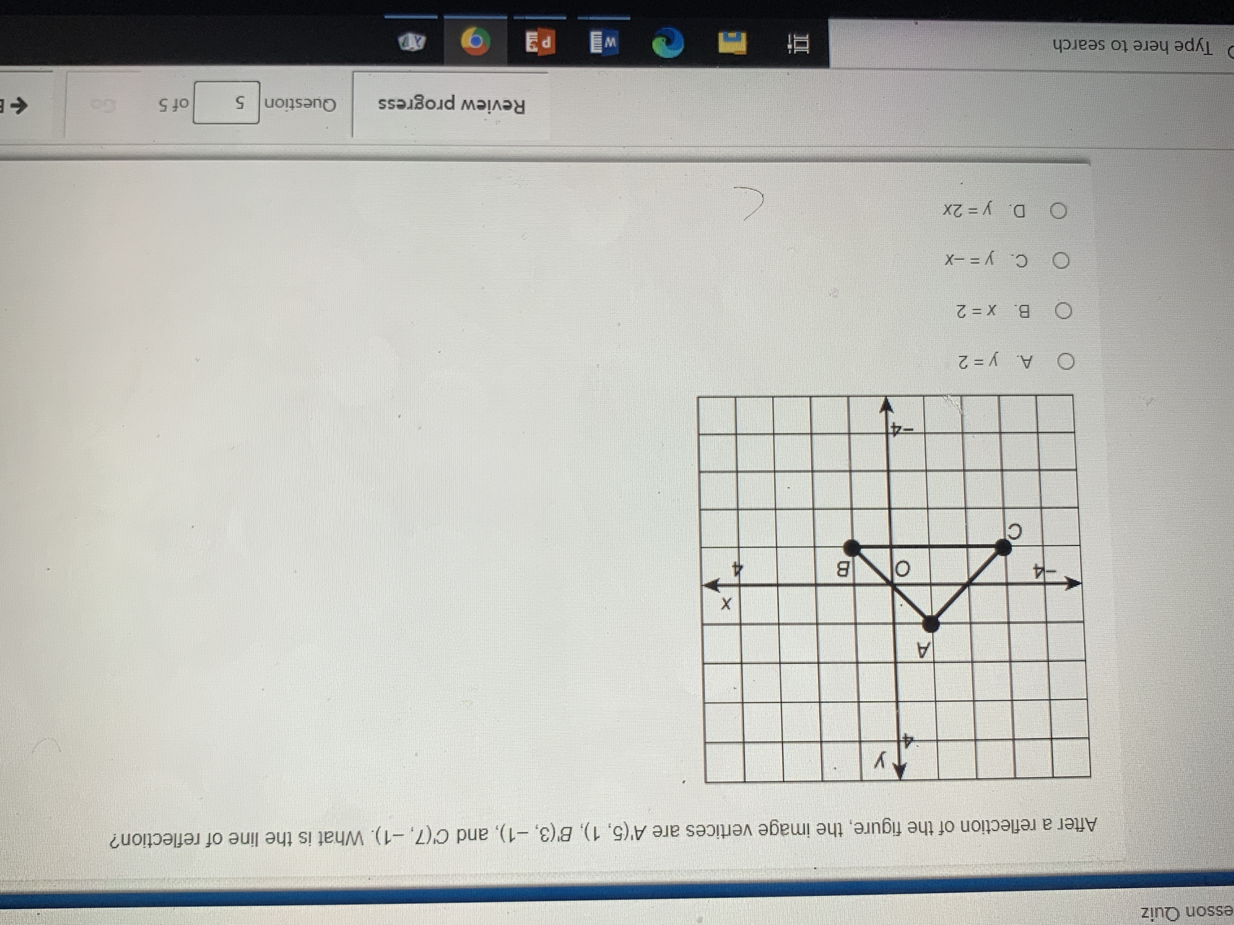 Answered: Reflect the figure over the line y = 1.…