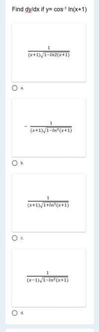 Answered Find Dy Dx If Y Cos In X Bartleby