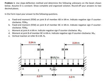 Answered: Problem 1. Use Slope-deflection Method… | Bartleby