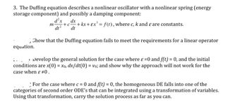 Answered: 3. The Duffing Equation Describes A… | Bartleby