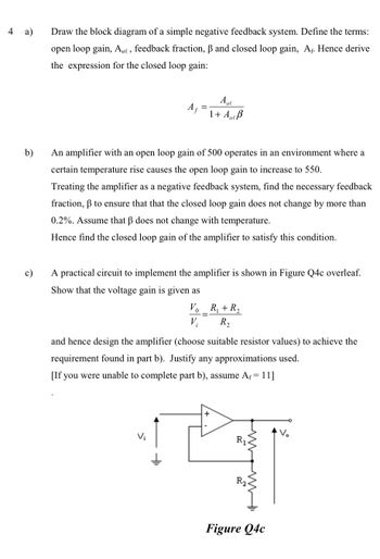 Answered: An amplifier with an open loop gain of… | bartleby