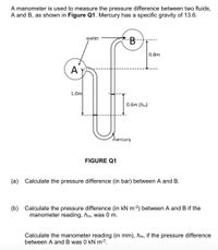 Answered: A Manometer Is Used To Measure The… | Bartleby