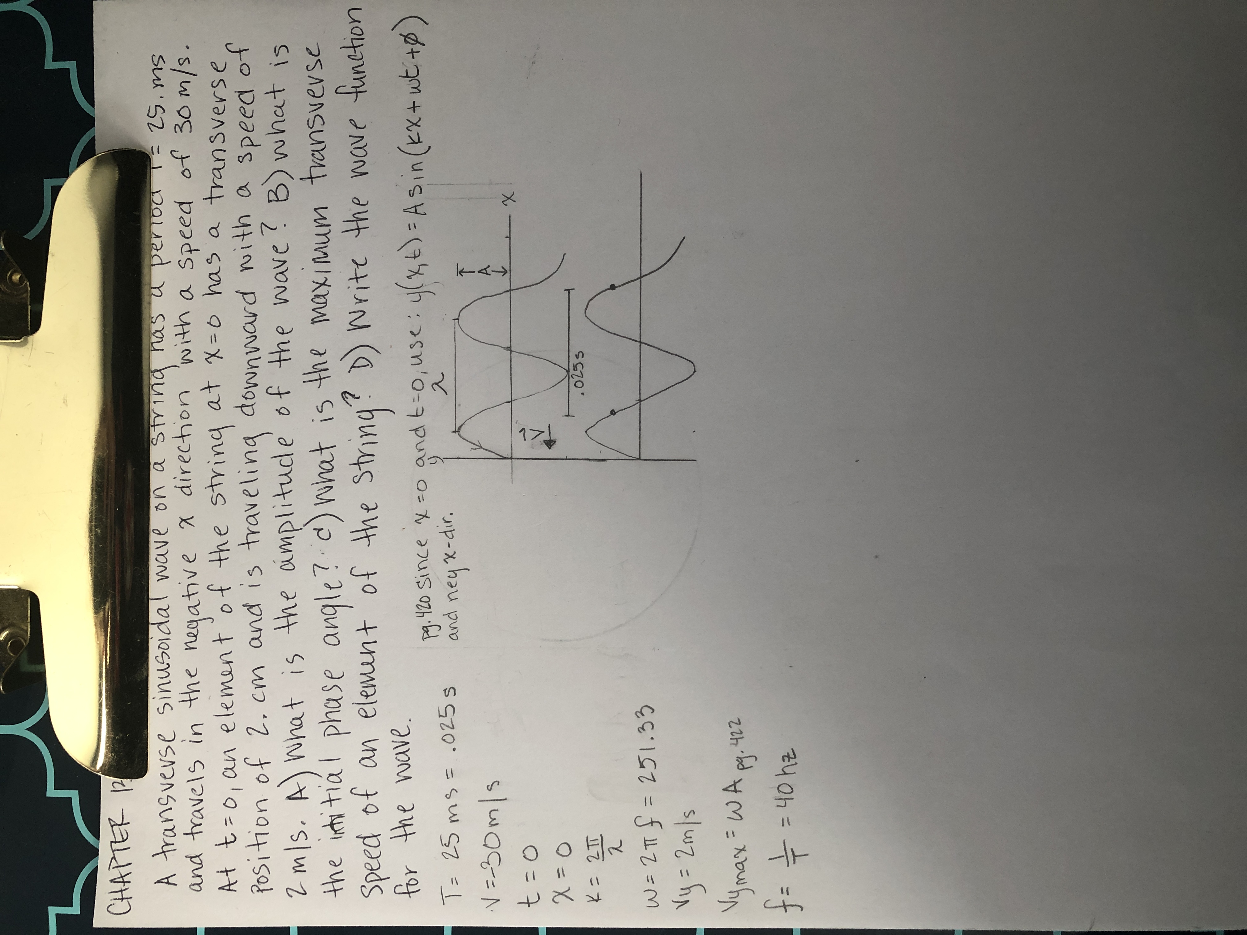 Answered A Transverse Sinusoidal Wave On A Bartleby