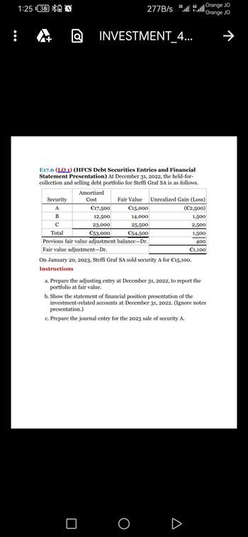 Answered: E17.6 (LO 1) (HFCS Debt Securities… | Bartleby