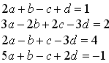 Answered: 2а +b - с +d%3D1 За - 26+2с -3d %3D 2… | Bartleby