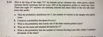 Answered: 3.15 Who is the king of late night TV?… | bartleby