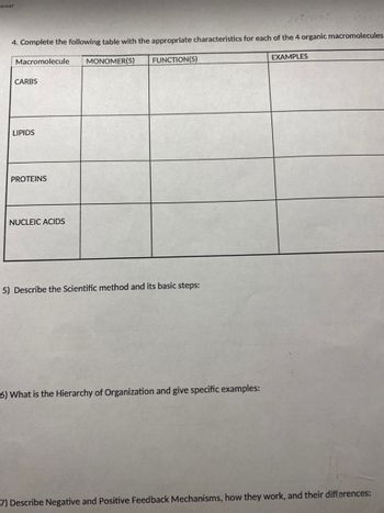 Answered: 4. Complete the following table with… | bartleby