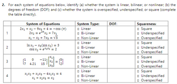 Answered: 2. For Each System Of Equations Below,… | Bartleby