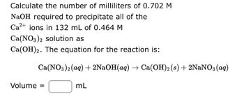 Answered: Calculate the number of milliliters of… | bartleby