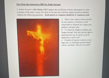 Piss Christ aka Immersion (1987) by Andre Serrano… | bartleby