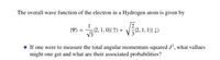 The overall wave function of the electron in a Hydrogen atom is given by
|4) = 2.
12, 1, 0)| ↑) +
V3
12, 1, 1)| 1)
%3D
o If one were to measure the total angular momentum squared J², what vallues
might one get and what are their associated probabilities?
