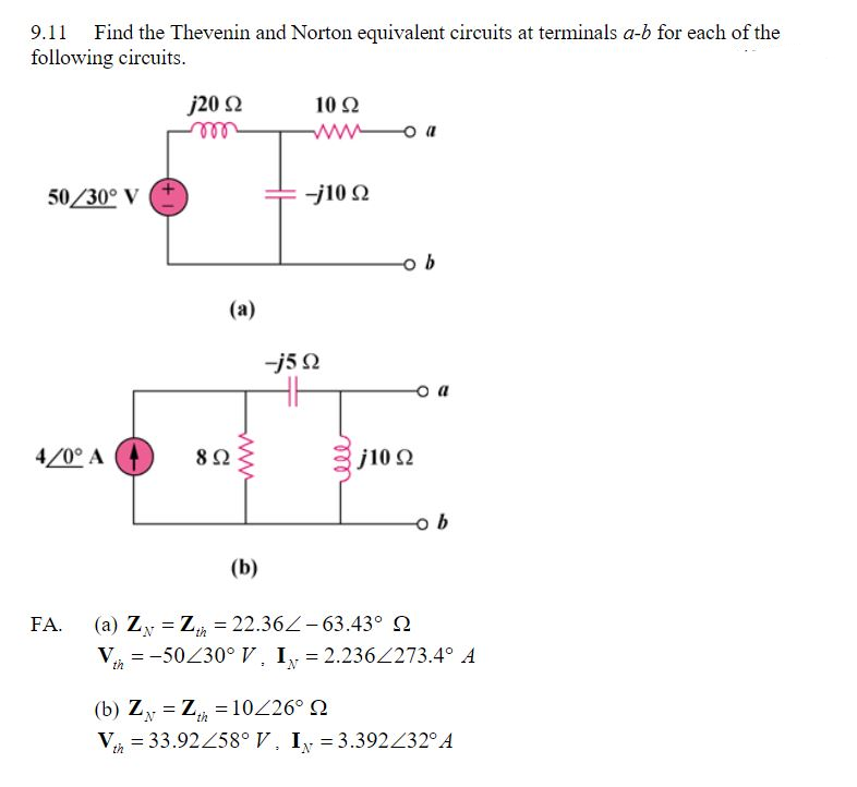 Answered: 9.11 Find the Thevenin and Norton… | bartleby