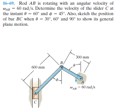 Answered: 16-69. Rod AB Is Rotating With An… | Bartleby