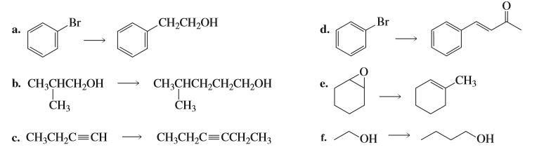 Br
Br
a.
CH2CH2OH
d.
b. CH3CHCH2OH
CH,CНCH,CH,CH-ОН
CH3
ČH3
ČH3
c. CH3CH2C=CH
CH;CH,C=CCH½CH3
ОН
НО.
