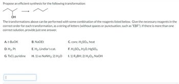 Answered: Propose an efficient synthesis for the… | bartleby