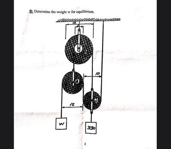 B: Determine the weight w for equilibrium.
12
2
10
330