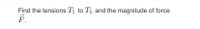 Find the tensions Ti to T3 and the magnitude of force
F.
