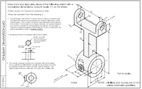 Draw front and right-side views of the following object with a
completed dimensions. Draw in scale 1:1 on A4 sheet.
(Problem is taken from "Graphics for Engineers' by Earle)
78
What can we learm from the drawlng ?
1. The dimension note M10x1.5 means that the hole is a threaded hole.
R16
O 16, 2 Holes
The letter 'M' means that the threads are made by following a metric
thread system. The number "10" Is the major dlameter of the hole and
the number 1.5 is the pitch of a thread. However, for coarse threads, it
is a common practice to omit specifying the pitches. For example, a
note M10 means the pitches of the thread is 1.5 mm. In this book, the
pitch is specified in order to facilitate drafting.
2. Drawing symbol of a threaded hole is shown below.
- Thin Ine (4H pench
The ends of this arc
does not meet together
but approximately 90
degs, apart.
Object Ihe
(2i pencil
.major dlameter
pich2
M10x1 5
3. The circular projection surface at a threaded hole that is raised
from a cylinder is called "Boss'. Usually, the top surface of a bos
is a finished surface to make a smooth seat for fastener. The
following figure shows a side view of a boss with a drilled hole.
Driled
hole
50
Not to scale.
046
O 68
NOTE : All fillets and rounds are 3 mm
FRONT VIEW
YOKE
Boss
CylInder
unless otherwise specified.
ORTHOGRAPHIC WRITING
PAGE 4-21
