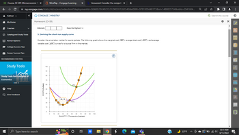 ---

### Deriving the Short-Run Supply Curve

Consider the price-taker market for sports jackets. The following graph shows the marginal cost (MC), average total cost (ATC), and average variable cost (AVC) curves for a typical firm in the market.

![Graph of Cost Curves]

- **X-axis**: Quantity (Thousands of jackets) ranging from 0 to 100.
- **Y-axis**: Costs (in dollars), ranging from 0 to 100.

Three curves are plotted on this graph:

1. **Marginal Cost (MC)**:
   - This curve is represented in orange.
   - The MC curve is U-shaped and intersects both the AVC and ATC curves.
   
2. **Average Total Cost (ATC)**:
   - This curve is represented in green.
   - The ATC curve is U-shaped but lies above the AVC curve.
   
3. **Average Variable Cost (AVC)**:
   - This curve is represented in purple.
   - Similar to the ATC curve, the AVC curve is U-shaped but lies below the ATC curve.

The graph includes specific data points, annotated with black squares. One notable point is labeled as "30, 15", indicating that at the quantity level of 30 thousand jackets, the cost is $15.

This detailed visual representation helps us understand the behavior of cost curves and how they influence a firm's production decisions in the short run. 

---