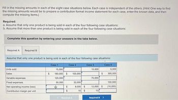 Answered: Fill In The Missing Amounts In Each Of… | Bartleby