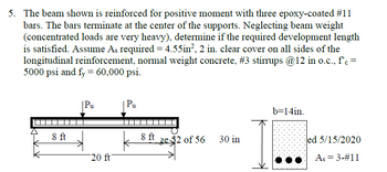 Answered: The beam shown is reinforced for… | bartleby