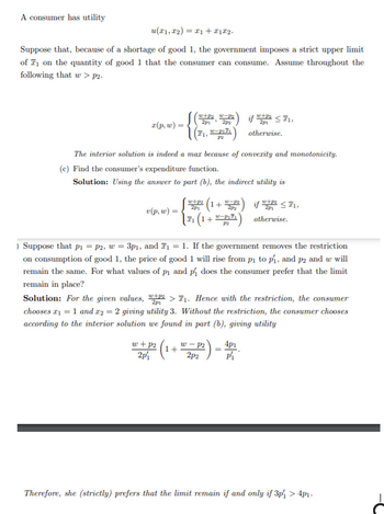 Answered: A consumer has utility (₁,₂)=₁+122.… | bartleby