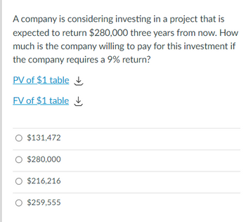 Answered: A Company Is Considering Investing In A… | Bartleby