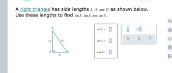 Answered: A Right Triangle Has Side Lengths 8,… | Bartleby