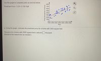 Use the graph to complete parts (a) and (b) below.
800-
Predicted Price 3.20 +0.150 Sqft
700-
600-
500
400-
300
200-
100-
1500 2000 2500 3000 3500 4000 4500
Area
a. Using the graph, estimate the predicted price for a home with 3000 square feet.
The price for a home with 3000 square feet is about $
thousand.
(Round to the nearest ten as needed.)
Prlce (thousands of dollars)
