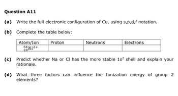 Answered: Question A11 (a) Write The Full… | Bartleby