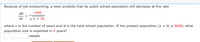 Because of job outsourcing, a town predicts that its public school population will decrease at the rate
dN
-400
dx
Vx + 16
where x is the number of years and N is the total school population. If the present population (x = 0) is 9000, what
population size is expected in 9 years?
people
