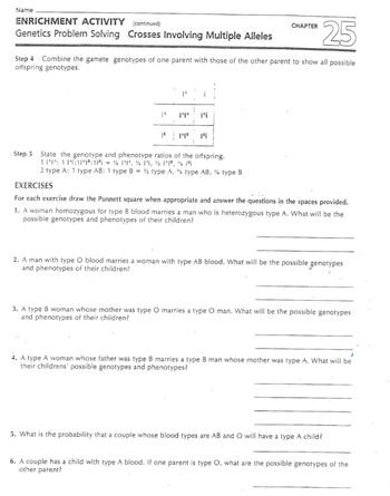 enrichment activity genetics problem solving crosses involving multiple alleles