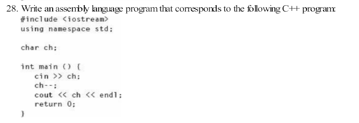 Answered: 28. Write An Assembly Language Program… | Bartleby