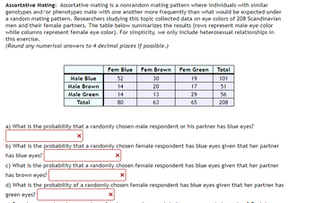 Answered: Assortative Mating: Assortative Mating… | Bartleby