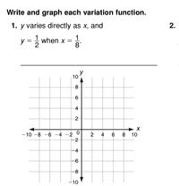 Answered: 1. y varies directly as x, and y =}… | bartleby