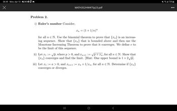 Answered: Euler's Number Consider, In = (1+1/n)"… | Bartleby