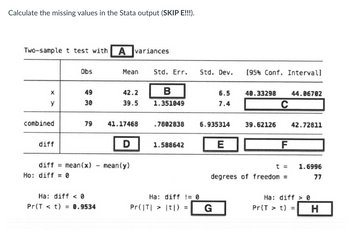 Answered: Calculate The Missing Values In The… | Bartleby