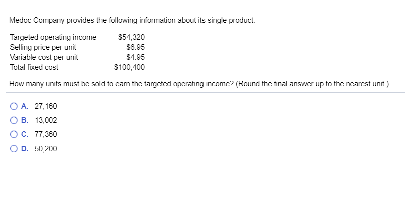 Answered: Medoc Company provides the following… | bartleby