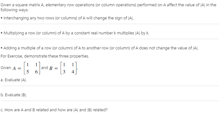 Answered Given a square matrix A elementary row bartleby