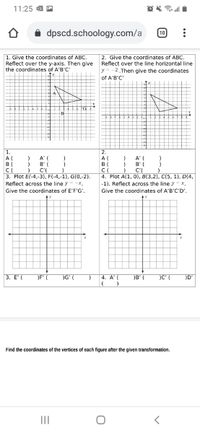 Answered: 1. Give the coordinates of ABC. Reflect… | bartleby