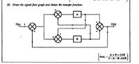 19. Draw the signal flow graph and obtain the transfer function.
R(s) 1
C(s)
A+B+2AB
Ans. :
1-A-B-3AB
