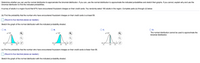 Determine whether you can use the normal distribution to approximate the binomial distribution. If you can, use the normal distribution to approximate the indicated probabilities and sketch their graphs. If you cannot, explain why and use the
binomial distribution to find the indicated probabilities.
A survey of adults in a region found that 67% have encountered fraudulent charges on their credit cards. You randomly select 100 adults in the region. Complete parts (a) through (d) below.
(b) Find the probability that the number who have encountered fraudulent charges on their credit cards is at least 69.
(Round to four decimal places as needed.)
Sketch the graph of the normal distribution with the indicated probability shaded.
O A.
В.
Oc.
D.
H = 67
µ = 67
µ = 67
The nor
distribution cann
use
approximate the
binomial distribution.
51
69
83
51
69
83
51
69
83
(c) Find the probability that the number who have encountered fraudulent charges on their credit cards is fewer than 69.
(Round to four decimal places as needed.)
Sketch the graph of the normal distribution with the indicated probability shaded.
