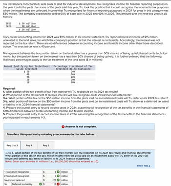 Answered: Tru Developers, Incorporated, sells plots of land for ...