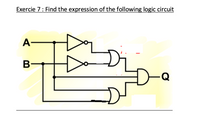 Exercie 7: Find the expression of the following logic circuit
A-
B-
