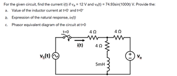 Answered: For the given circuit, find the current… | bartleby