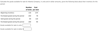 Answered: Calculate the goods available for sale… | bartleby