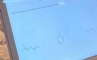 **Question:**

Which diene below is most stable (draw your choice)? Explain your choice.

**Diagrams:**

The image displays three chemical structures representing different dienes.

1. **First Structure (Left):** This is a linear, conjugated diene with alternating single and double bonds across a carbon chain. The chain appears to be acyclic.

2. **Second Structure (Middle):** This is a cyclic, conjugated diene, resembling a benzene ring with one double bond exterior to the ring structure.

3. **Third Structure (Right):** This is another linear diene, similar to the first structure, with alternating single and double bonds but appearing more extended or differently positioned.

**Explanation:**

You are requested to identify which diene is the most stable and provide reasoning for your choice. Stability in dienes can often be assessed by considering factors such as conjugation, cyclic nature, and resonance stability.